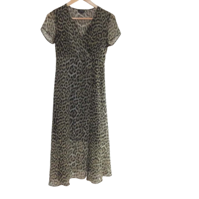 Topshop Womens  Size 8 Midi Dress Animal print 
