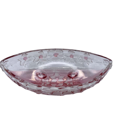 Stunning oval Walther glas Carmen rose dish 25cm x 7cm