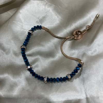 Mimco Womens Beaded Bracelet Blue / Gold 