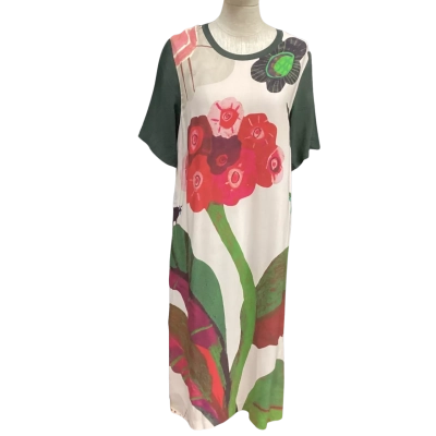 Gorman Womens  Size 10 Short Sleeve Shift Dress  Green / Nude / Pink  