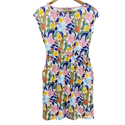 Boden Colourful Floral/Bird Patterned Dress Size UK 8P