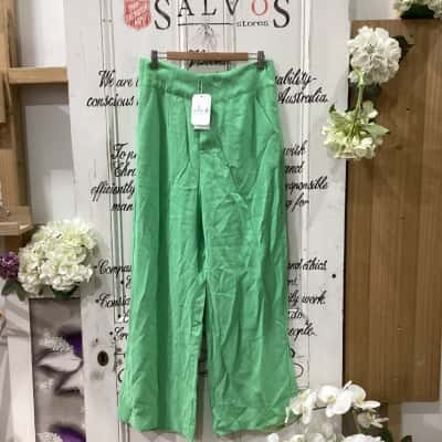 Elm Lifestyle Brand! BNWT RRP $99.95!! THE RHIANNON WIDE LEG PANT! MEADOW GREEN COLOUR Womens  Size 12 Wide Leg Pants Green 