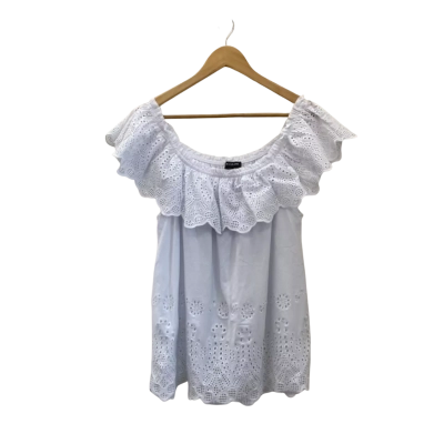 Autograph Womens  Size M Off-the-shoulder Top White Embroidered