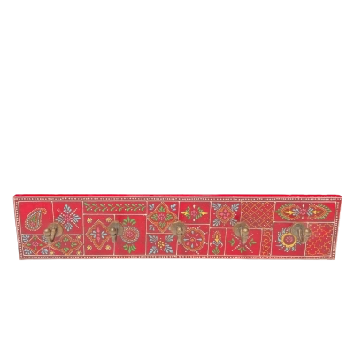 Hand painted Indian wooden coat hanger 48.5 cm x 10 cm