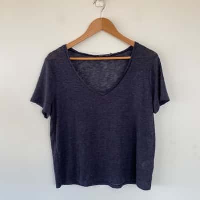 Sportsgirl Navy Blue Knit Short SLeeve Top Size M 