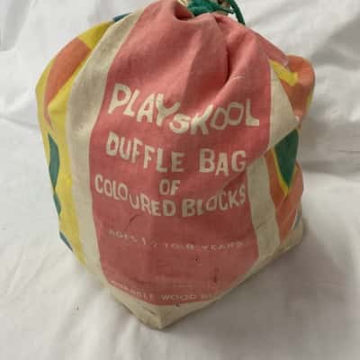 Vintage 1960’s Playskool Duffle Bag of Coloured Blocks
