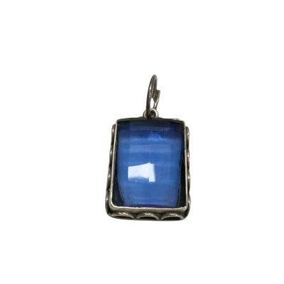 925 Silver Rectangular Pendant With Faceted Blue Stone