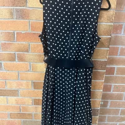 City Chic Womens  Size M Midi Dress Black  / Polka Dot / White 