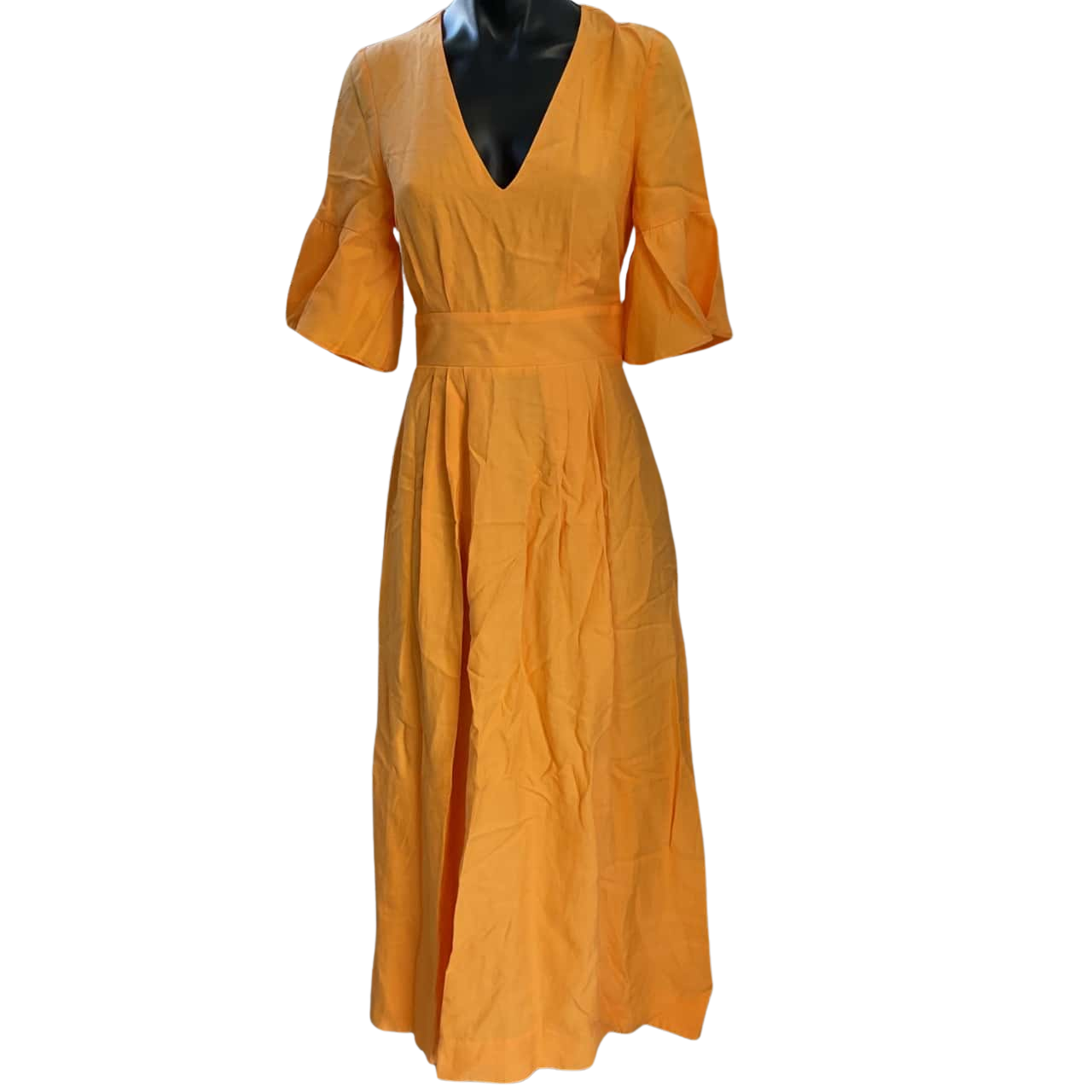 claudie pierlot orange dress Claudie Pierlot Scalloped Knitted Midi Dress