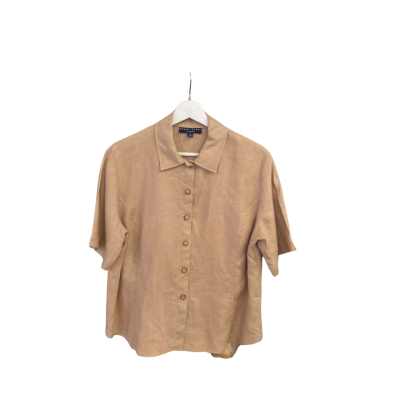  Rodney Clark Womens  Size 14 Short Sleeve Linen Shirt Beige / Brown / Other 