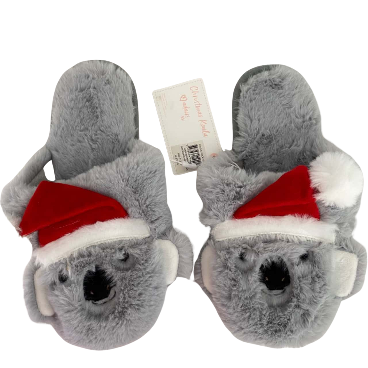 Adairs Womens Christmas Koala Slippers Size M / S Grey / Red (s)