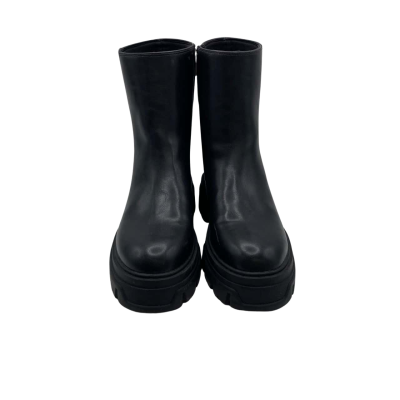 H&M Womens  Size 8 Black Midi Chunky Boots with Zippers    CAB