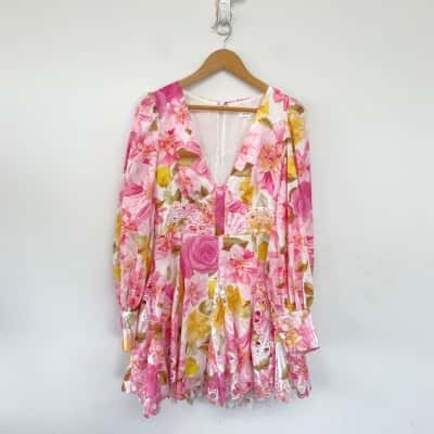 Billy J Pink Floral Felicity Mini Dress Size 12