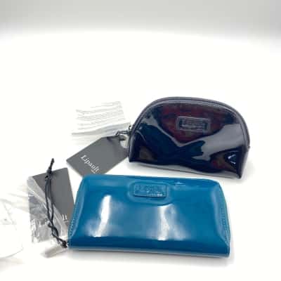 Lipault  Lipault Paris Pure Vinyl Cosmetic Pouch - Black  RRP: $39.00 And  Lipault Paris Pure Vinyl Zip Wallet - Duck Blue RRP : $59.00