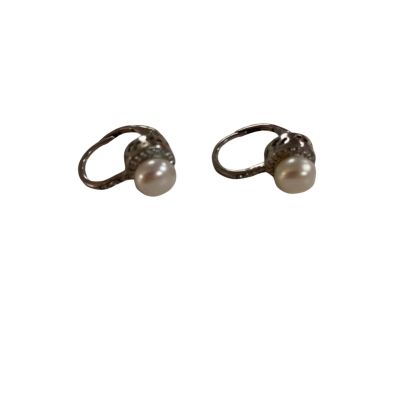 Silver with Pearl look Drop Earrings