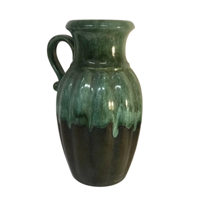 Vintage W Germany Scheurich Green Patterned Vase Approx 20 x 26cm