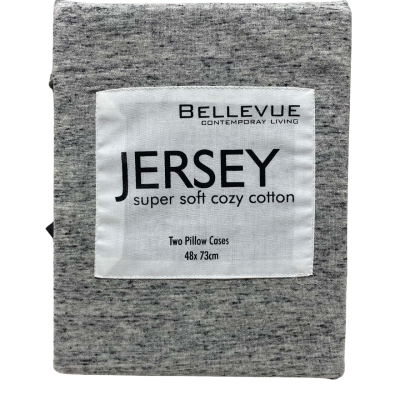 Pair Bellvue Jersey Cotton Soft Grey Standard Pillowcases    RRP $29.95    Loose Manchester