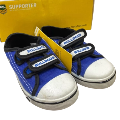 NRL Licensed Kids Junior Canvas Canterbury Bankstown Bulldog's Shoes Size 8