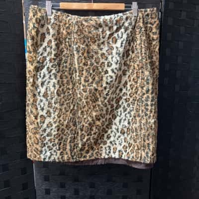 Perri Cutten Womens  Size 16 Midi Skirt Animal print / Black  / Brown 