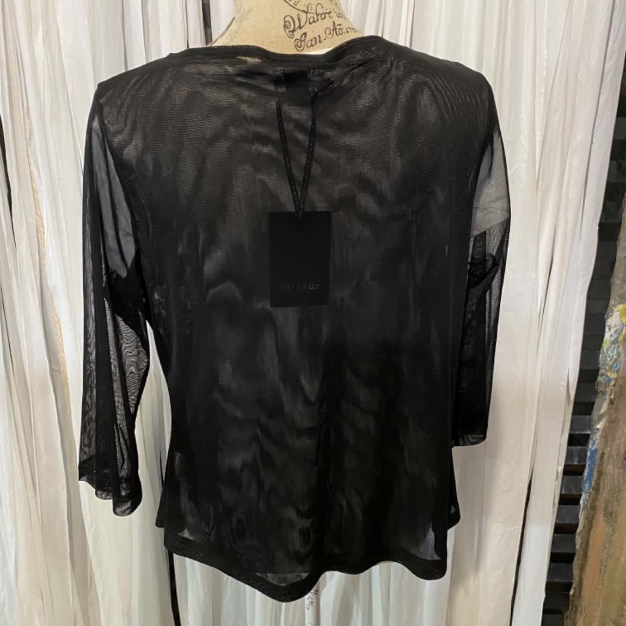 Net Threadz Threadz Size XL Black Mesh Cardigan