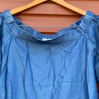 Witchery Womens Size 10 Indigo Shoulder Blouse