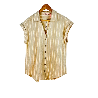 Millers Woman - Beige Striped Linen Blend Shirt (Size 10)