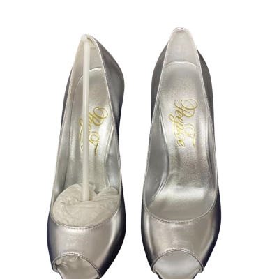 PEEPTOE Women's Silver Open Toe Heels Size 36