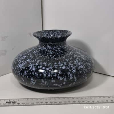Squat Vase Mottled Blue Black 