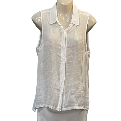 Witchery Womens Size 10 Button Up/Sleeveless Top White