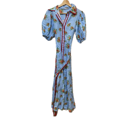 Aston Studio Womens Dress Size 6 Blue / Floral / Multicoloured / Red with Puff sleeves