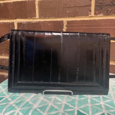 Genuine Eel Skin Black Handbag Womens 