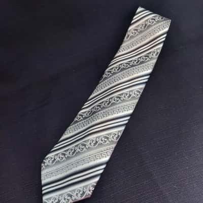  Mens Ties Black  / Silver / White 