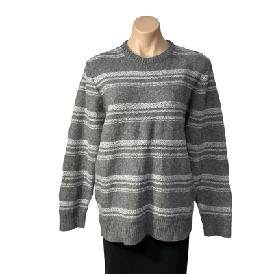 Country Road Womens Size XL Grey / White Striped Pattern Crew Neck Jumper