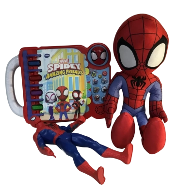 Marvel Spidey V Tech Book, Figure and Plush as pictured