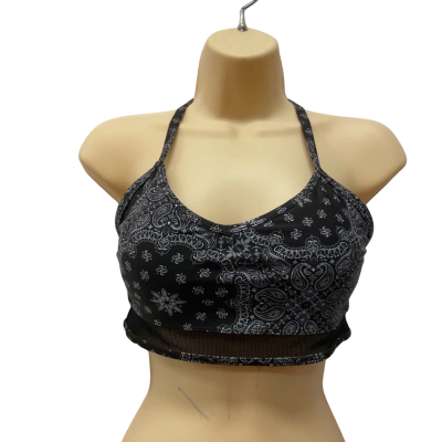 Lorna Jane Womens  Size 12 / M Bandana Sports Bralette Black  / Pattern 