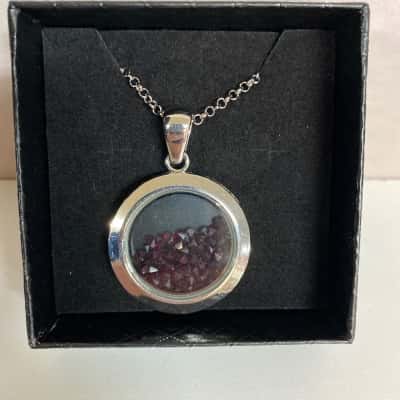 Gemstone Shaker Locket Necklace ( Red )