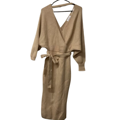 Womens Pilgrim Size M Long Sleeve Knit Dress Beige 