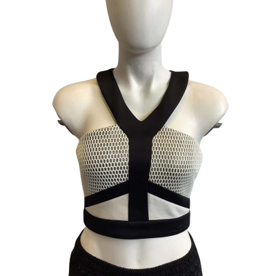 Lumier by Bariano Women's Size XS Sleeveless Cropped Top Black & White 