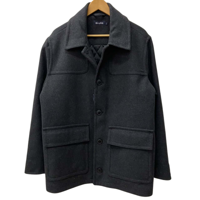Blazer - Leo Melton Peacoat in Charcoal Large