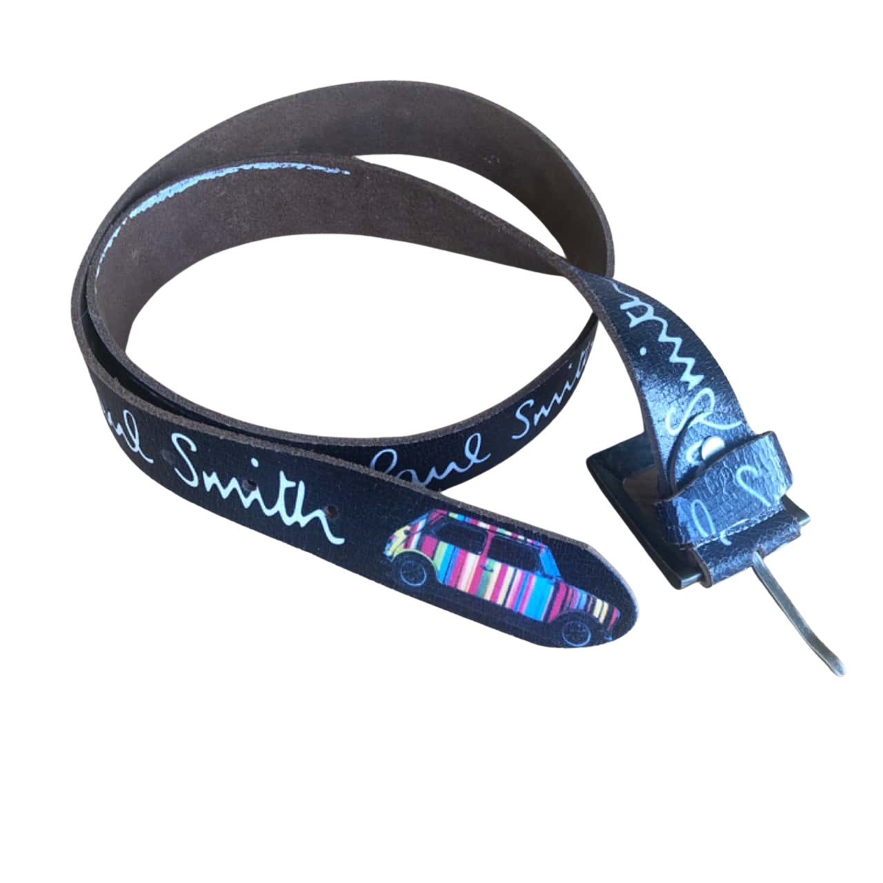 Paul Smith Unisex Colourful Designer Leather Belt. Geometric Mini