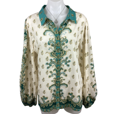 Sportsgirl Pattern Greens Shirt - Size 18