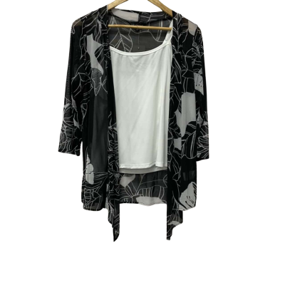 Liz Jordan Womens  Size S 3/4 Sleeve Top Black  / White 