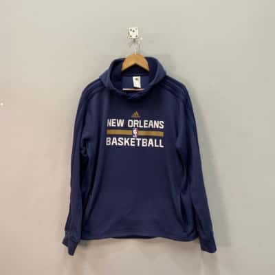 Adidas Mens NBA New Orleans Basketball Hoodie Blue 