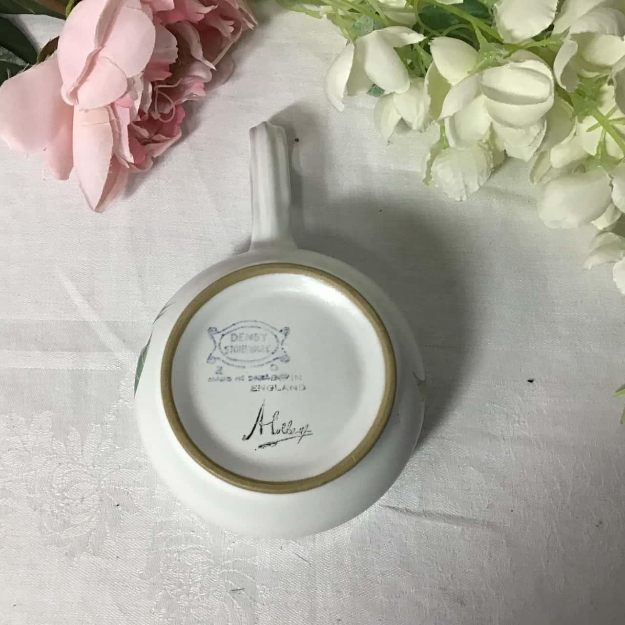 Denby Stoneware Flower Pattern Ramekin Dish with Handle(s)