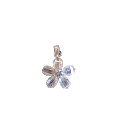  Womens Flower Necklace Pendant Silver 