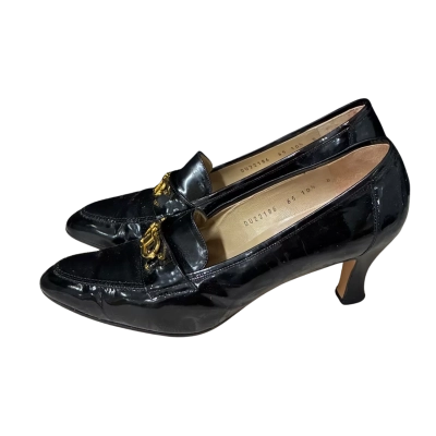 Salvatore Ferragamo Womens Size 10.5 Heels Black/ Gold 