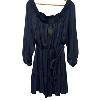 Portmans Womens  Size 16 Mini Dress / Off The Shoulder Dress Navy Blue 