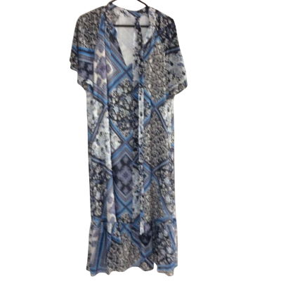 Estelle Womens Casual Dress Blue / Cream / Pattern 
