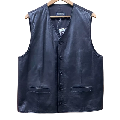 Country Road Black Leather Detail Vest Size L