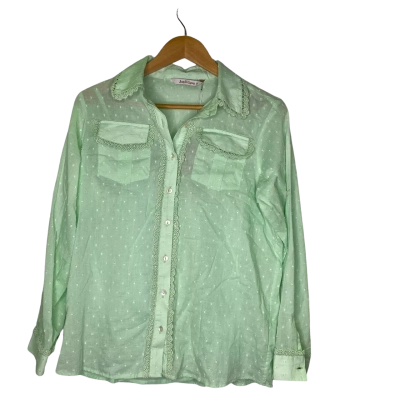 Koop & Gypsy Womens  Size 10 Long Sleeve Shirt Green 
